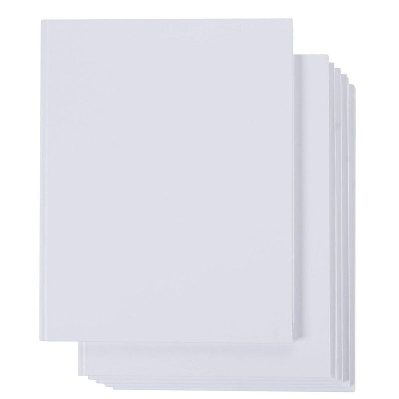 6 Pack White Hardcover Blank Book, Unlined Plain Journals for Students Sketches, Story Writing, 8.5x11