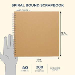 Kraft Hardcover Blank Scrapbook Photo Album (12 x 12 Inches, 40 Sheets)