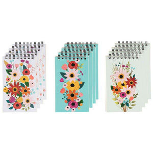 Spiral Notepads with Floral Design (3 x 5 Inches, 12-Pack)