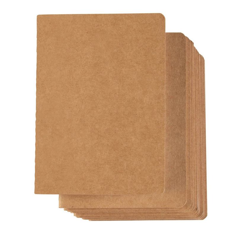 Kraft Paper Notebook, Blank Lined Journal (4 x 5.7 in, 12 Pack)