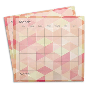 6 Pack Adhesive Monthly Dry Erase Wall Calendar Resuable Undated, Geometric 13.75 x 12.8