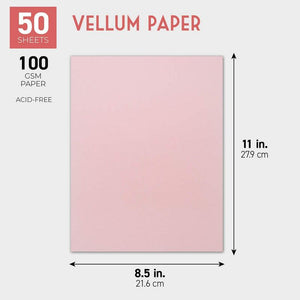 Pink Vellum Paper for Invitations and Tracing (8.5 x 11 in, 50 Sheets) –  Paper Junkie