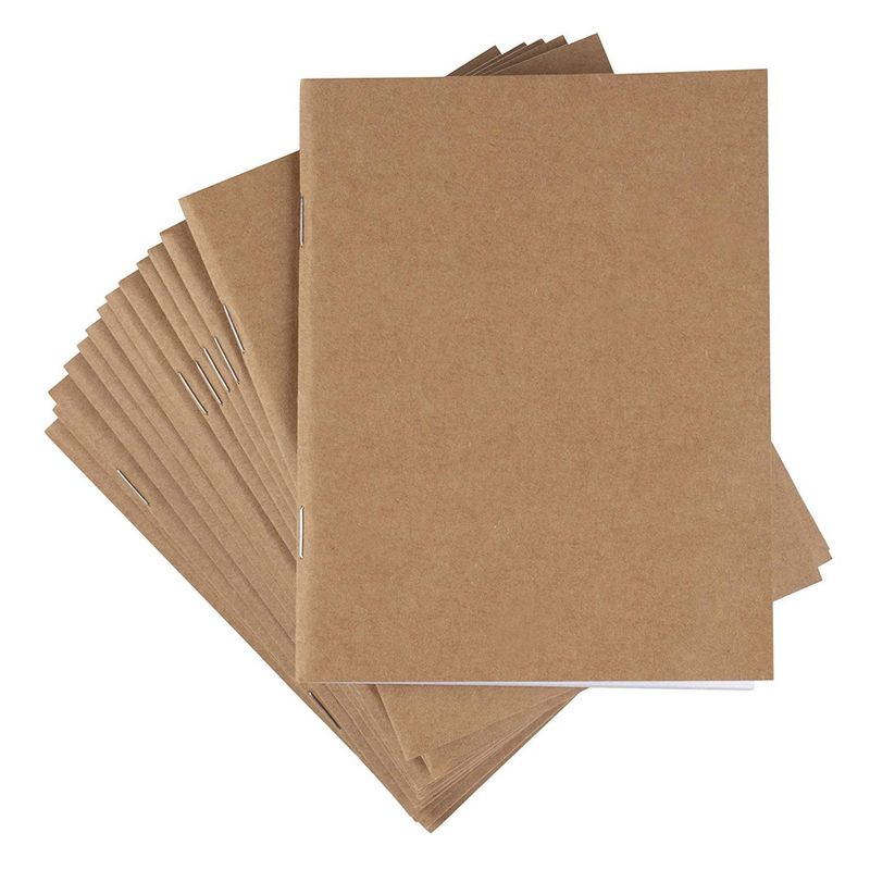 24 Pack Kraft Paper Notebook, Blank Journals Bulk for Travelers Kids (4.25x5.5, A6)