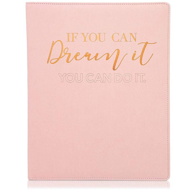 Paper Junkie Pink Leather Inspirational Business Portfolio Padfolio Folder