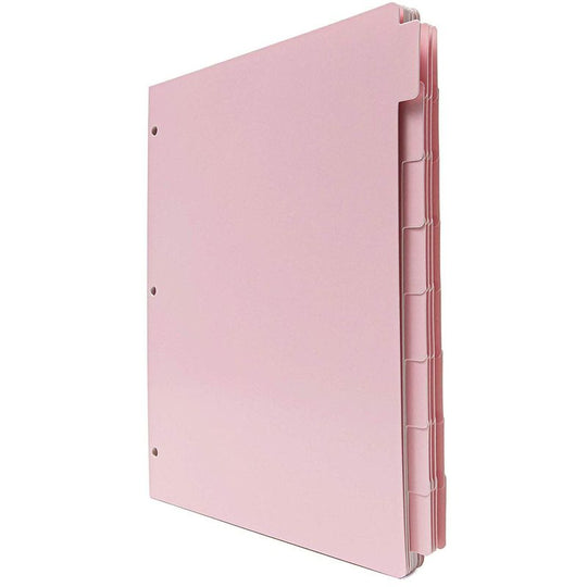 12 Pack Paper Binder Dividers for 3 Ring Binders with 8 Tabs, Pink