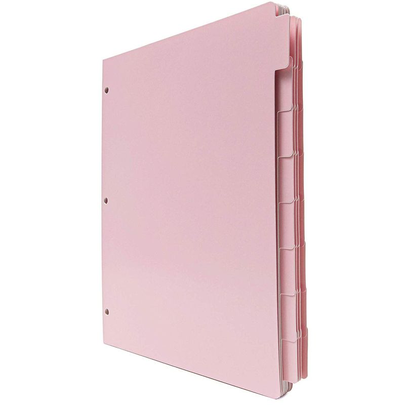 12 Pack Paper Binder Dividers for 3 Ring Binders with 8 Tabs, Pink