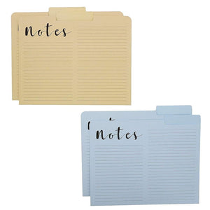 Lined File Folders, 1/3 Cut Tab Letter Size, Notes Section, 6 Colors (12 Pack)