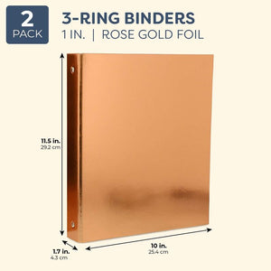 Paper Junkie Rose Gold Foil 3 Ring Binder (1 in, 2 Pack)