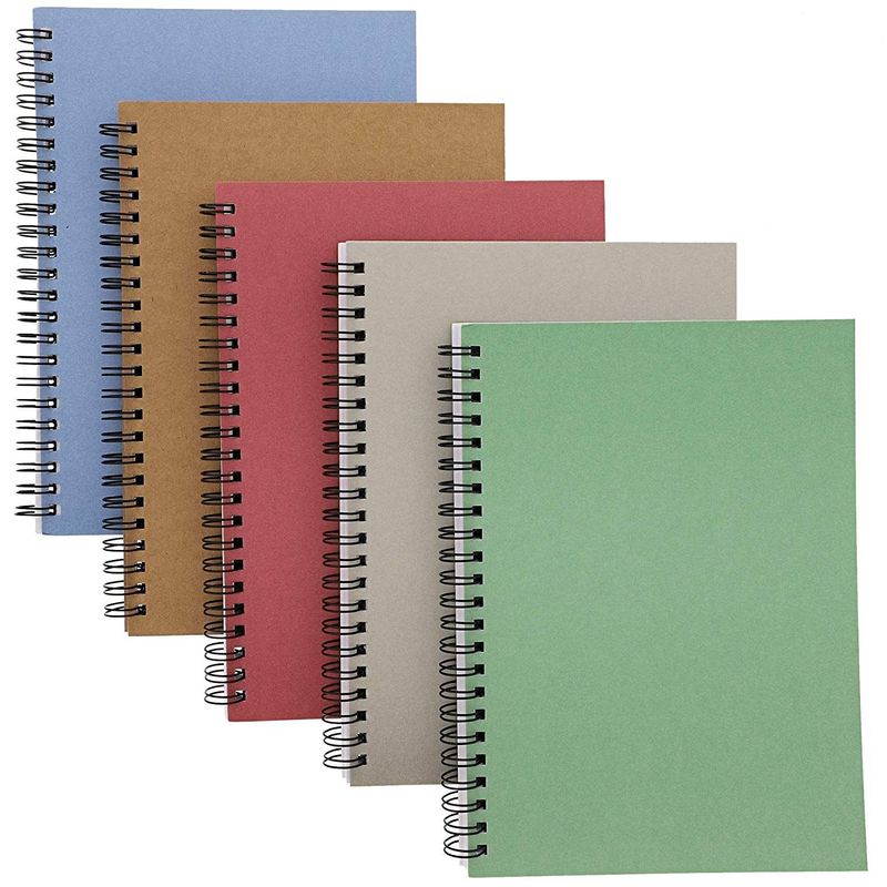 Kraft Spiral Notebook Journals (6 x 8 Inches, 5-Pack)