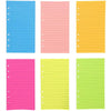 6 Hole Punch Lined Filler Paper for A6 Binders (Neon Colors, 3.57 x 6.8 In, 240 Sheets)