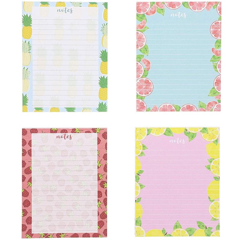 4 Pack Notepads Memo Lined To Do List with Cute Fruit Design, Small 4.25x5.5