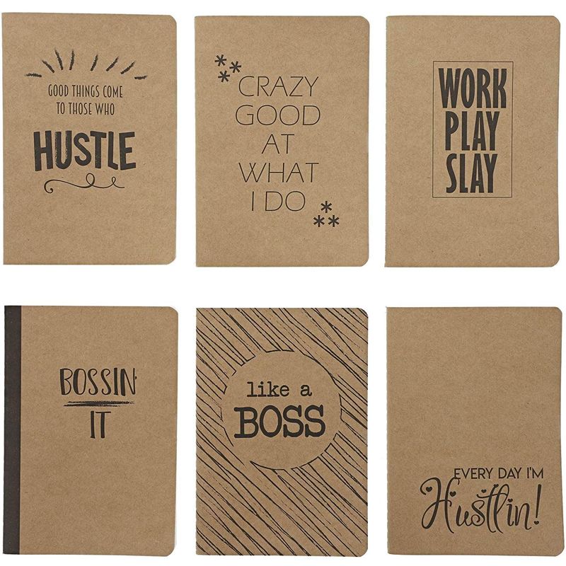 Motivational Kraft Travel Journal Lined Notebooks for Coworker (4x5.75, 24 Pack)