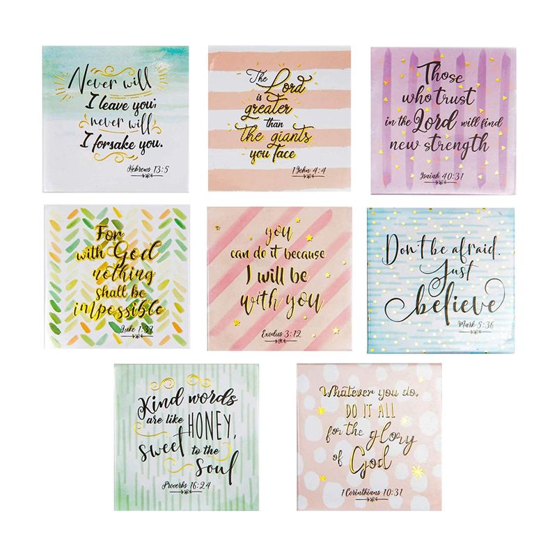 Christian Magnets with Religious Bible Verse Quotes (2.5 In, 8 Pack)