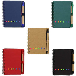 Mini Kraft Spiral Notebooks with Sticky Notes and Pen (6 Inch, 5-Pack)