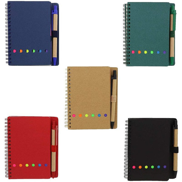 Mini Kraft Spiral Notebooks with Sticky Notes and Pen (6 Inch, 5-Pack ...