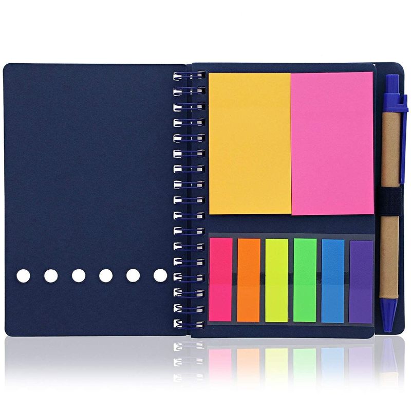 Mini Kraft Spiral Notebooks with Sticky Notes and Pen (6 Inch, 5Pack) Paper Junkie