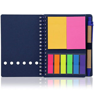 Mini Kraft Spiral Notebooks with Sticky Notes and Pen (6 Inch, 5-Pack)