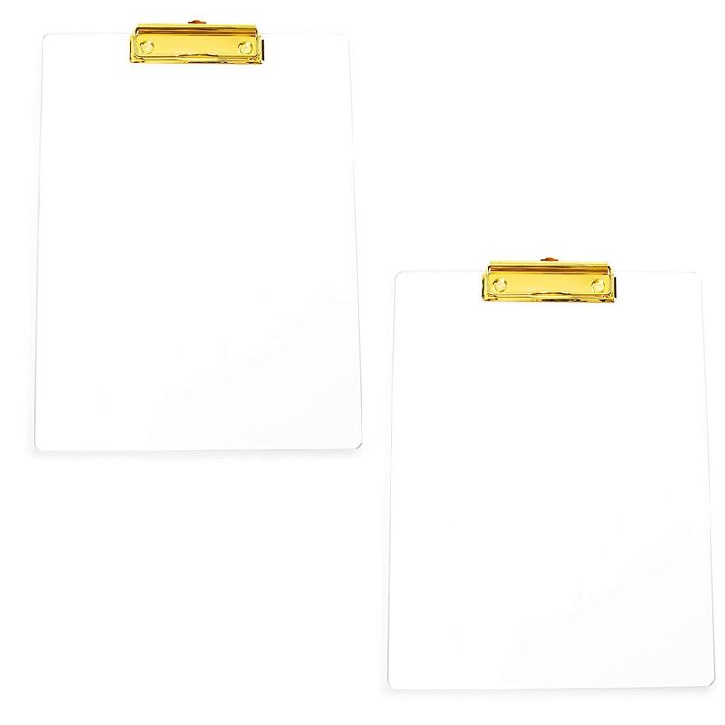 Clear Clipboard with Gold Clip (12 x 9 Inches, 2-Pack)