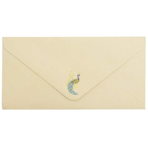 Lined Peacock Stationery Paper and Envelopes Set, Gold Foil (10.25x7.25 In, 48 Pack)