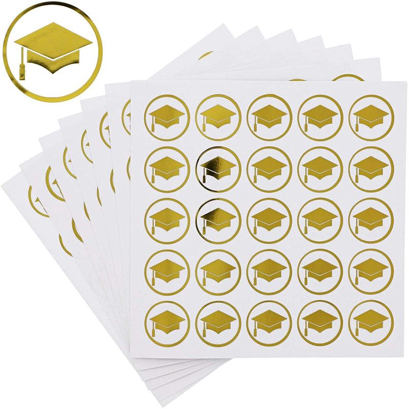 2021 Graduation Invitation Envelope Seals, Gold Foil Stickers (1 Inch, 200 Pack)