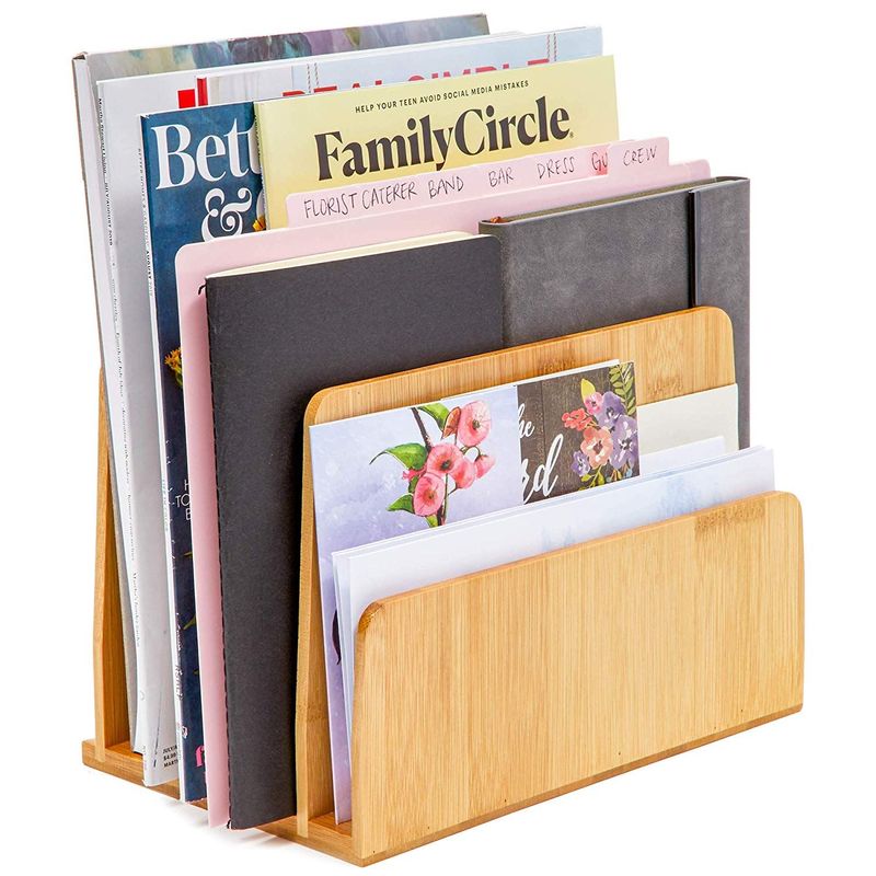 Natural Wooden Mail Organizer - Desktop File Holder 