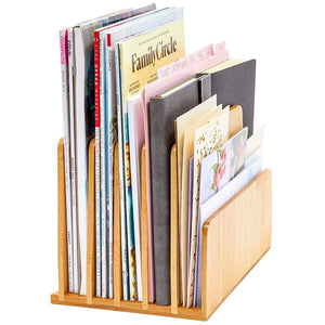 Bamboo Wood Mail Organizer with 5 Slots (10 x 6.5 Inches)
