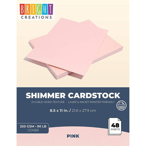 48 Sheets Pink Metallic Shimmer Cardstock Paper for Scrapbooking (8.5 –  Paper Junkie