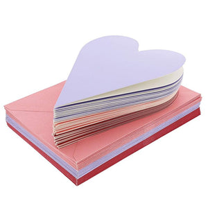Heart Shaped Cutout Valentines Cards with Envelopes, 3 Colors (4 x 6 In, 36 Pack)