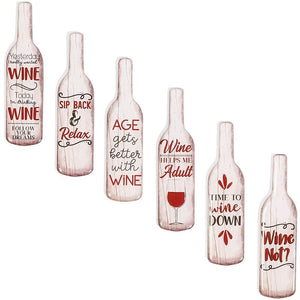 Fun Wine Bottle Magnets for Refrigerators (4 in, 12 Pack)