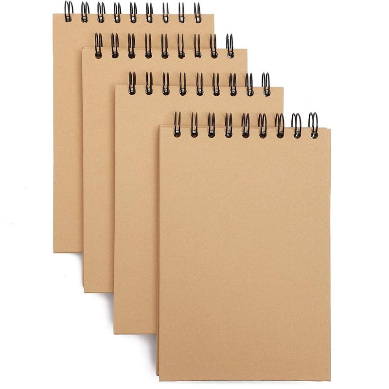 Kraft Cover Notepads, Travel Journal Notebooks (50 Sheets, 4 Pack)