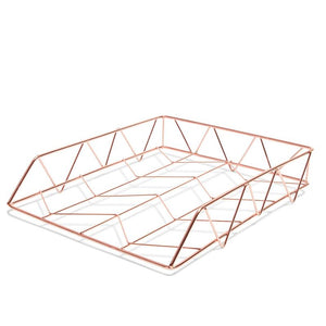 Stackable Paper Trays, Rose Gold Office Supplies (10 x 12.1 In, 2 Pack)