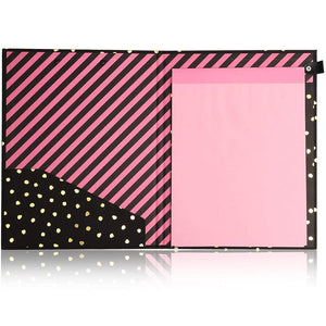 Clipboard Folio with Gold Foil Dots for Women (Black)