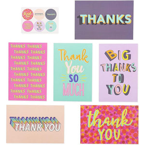 Trendy Thank You Note Cards with Stickers and Envelopes (4 x 6 In, 48 Pack)
