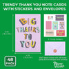 Trendy Thank You Note Cards with Stickers and Envelopes (4 x 6 In, 48 Pack)