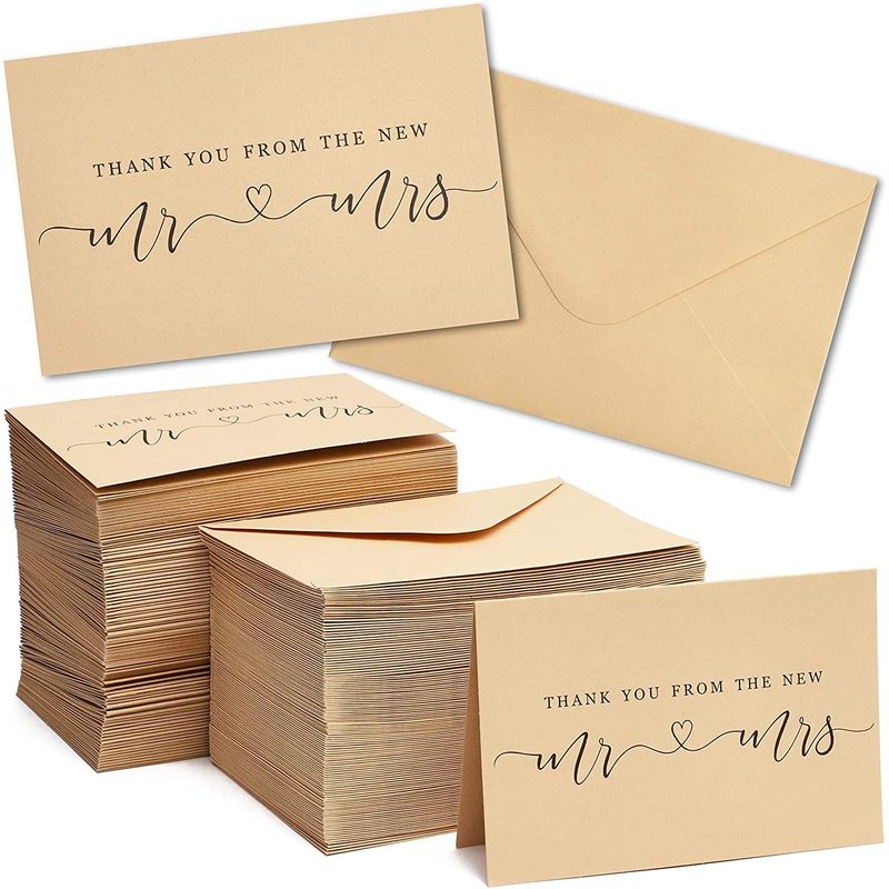 Kraft Wedding Thank You Greeting Cards with Brown Envelopes (4 x 6 In, –  Paper Junkie