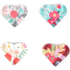 Floral Heart Shaped Glass Fridge Magnets (24 Pack)