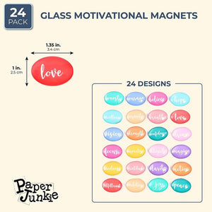 Motivational Glass Magnets for Refrigerators (Oval, 24 Pack)
