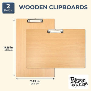 2 Pack Ledger Size Wood Clipboards with Low Profile Clip, Horizontal and Vertical