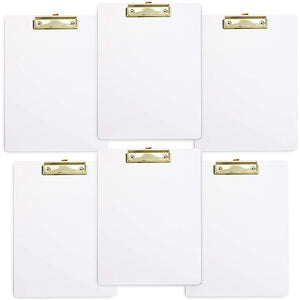 White Clipboards with Low Profile Clip (8.75 x 11.6 in, 6-Pack)
