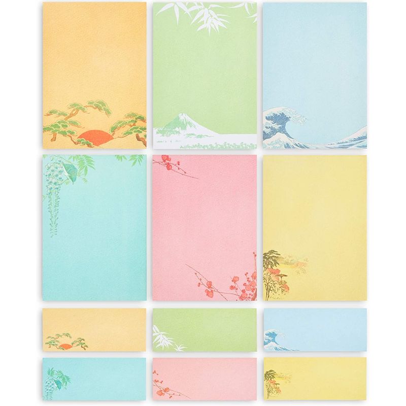 Japanese Stationery Paper and Envelopes (7.25 x 10.25 In, 60 Pack)