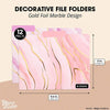 Decorative File Folders, 1/3 Cut Tab, Letter Size, Gold Foil Marble (12 Pack)