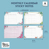 4 Pack to Do List Calendar Sticky Notes, Monthly Planner (Watercolor Floral, 4x6)