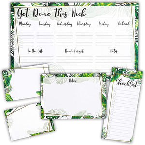 Tropical Foliage Sticky Notes, To-Do List, Weekly Planner and Scheduling Pad Set (5 Pieces)