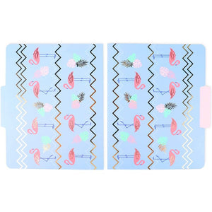 Decorative File Folders, 1/3 Cut Tab, Letter Size, Flamingo and Gold Foil (12 Pack)