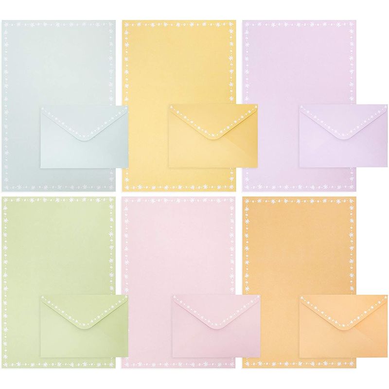 Pastel Stationery Paper with Envelopes, 6 Colors (96 Sheets, 48 Envelopes)