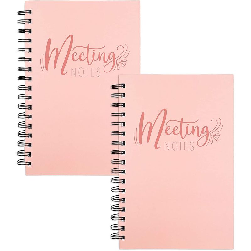 Pink Meeting Notebooks for Work, 80 Sheets (6 x 9 Inches, 2 Pack)