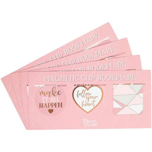 Magnetic Bookmarks with Inspirational Quotes, Rose Gold Foil Page Clips (12 Pieces)