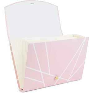 Expanding File Folder with10 Pockets, Pink Geometric (Letter Size)