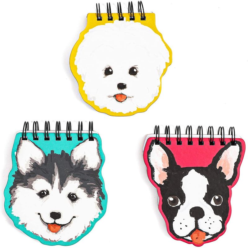 Dog Lover's Hardcover Notebook Set, 3 Die Cut Spiral Notepads (5.5 x 4.5 Inches, 3 Pack)