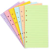 Lined Binder Paper, A6 Refill 6 Hole Punch Paper (6 Colors, 240 Sheets)